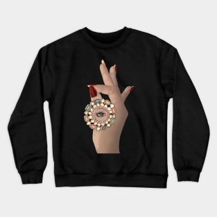 Desi Indian hand with beautiful colourful mirror arsi and eye. Crewneck Sweatshirt